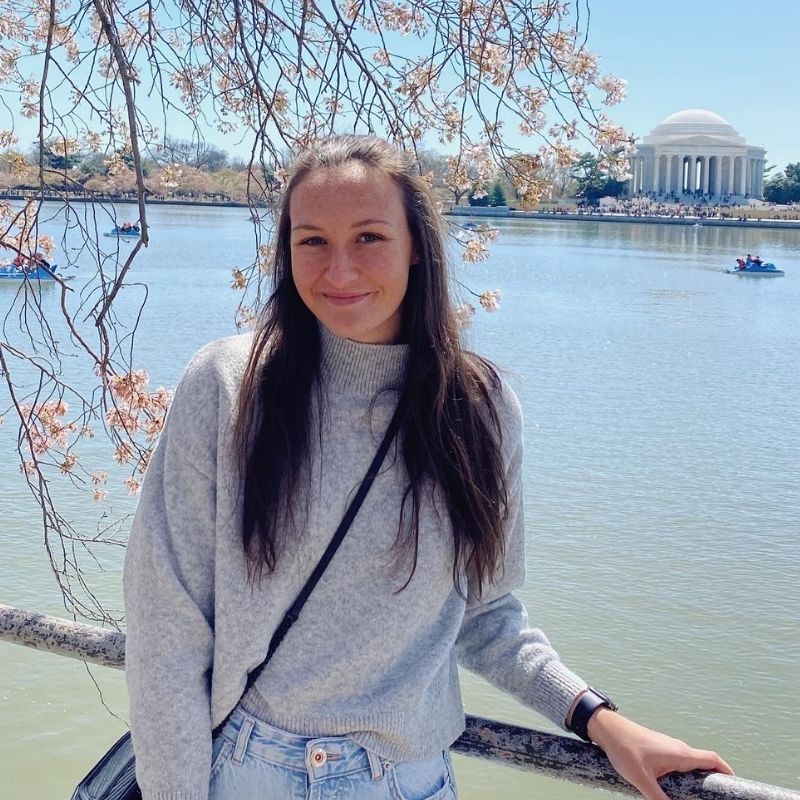 Picture of Molly Weston in front of the Jefferson Memorial.